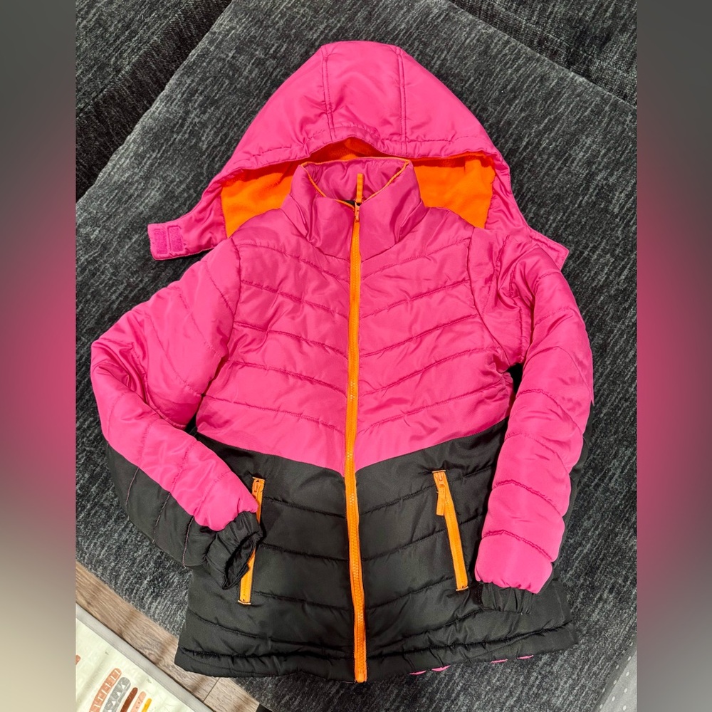 Kids Mint Girl Pink and Black Jacket with Orange Accents